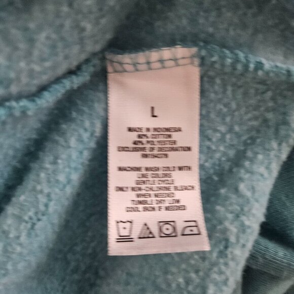 Aeropostale NYC Teal Floral Large Hooded Sweatshirt - Picture 5 of 8